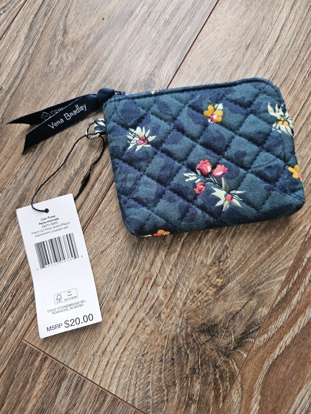 Vera Bradley Dark Navy Quilted Floral Coin Pouch